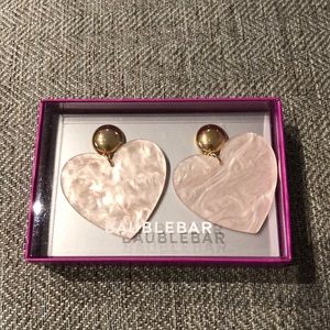 BaubleBar Light Pink Heart Drop Earrings